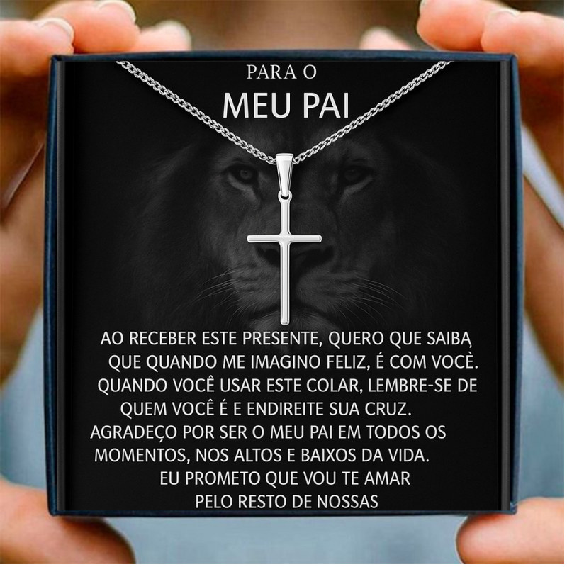 Colar cruz clássico masculino - Meu Pai com cartão dedicatória