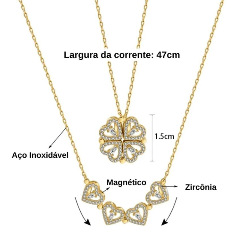 Compra 1 leve 3 - Colar Trevo de Coração