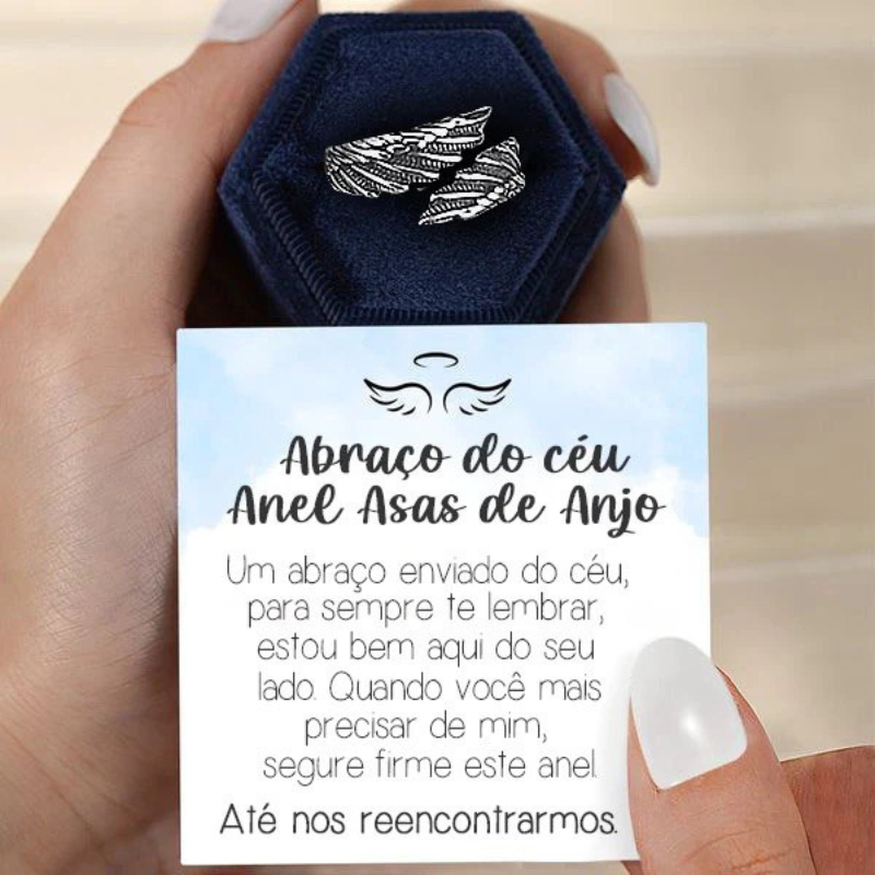 Anel aço unisex - Asas de Anjo - Uma Lembrança Especial