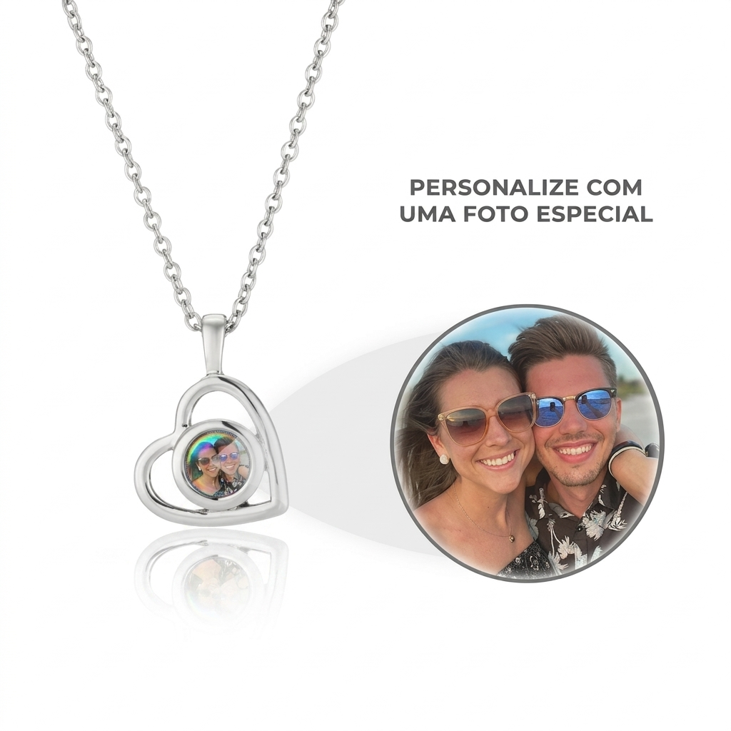 Colar Personalizado com Foto + caixa para presente de brinde