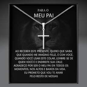 Colar cruz clássico masculino - Meu Pai com cartão dedicatória